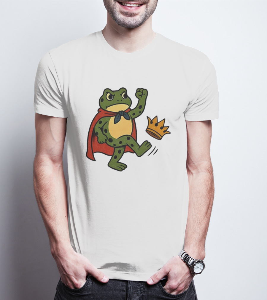 Portland Frog No Kings In America Anti Trump Kicking Crown T-Shirt