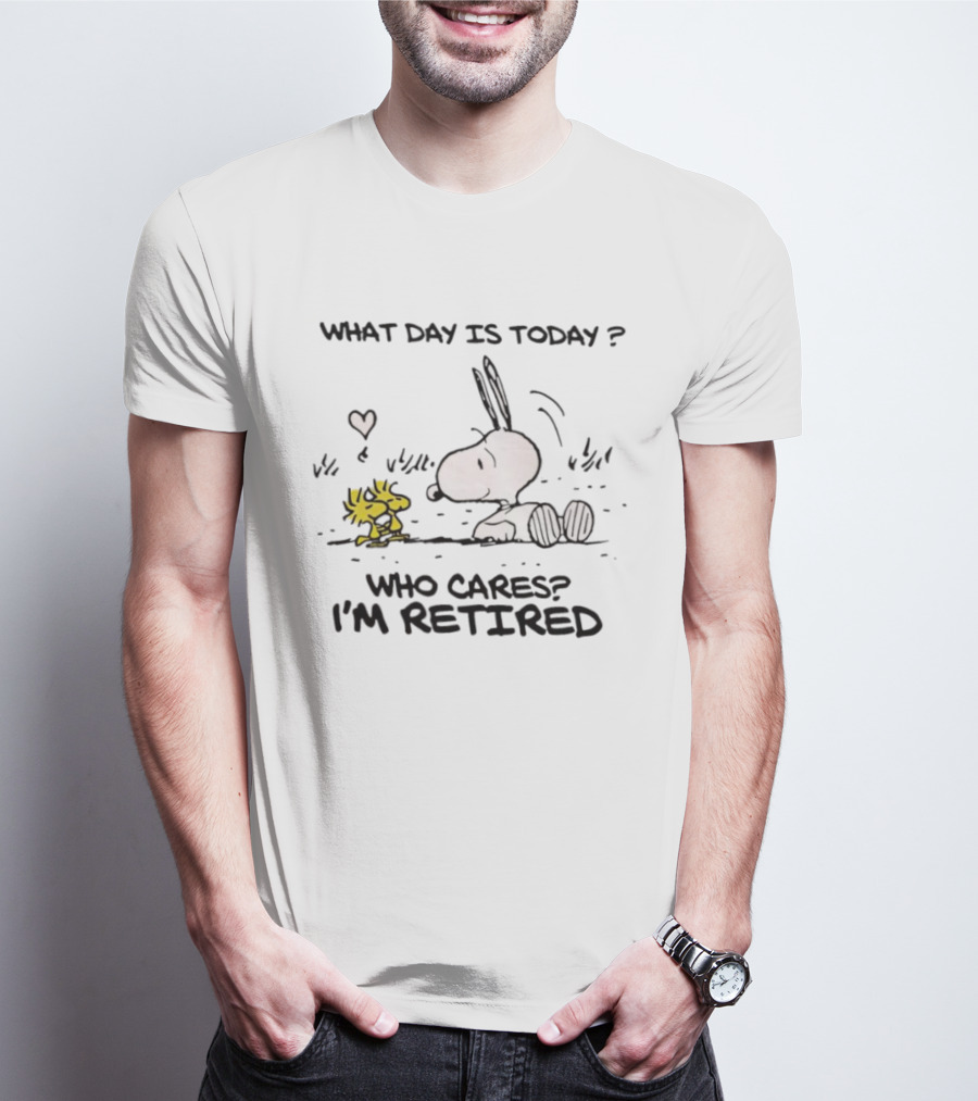 Snoopy And Woodstock Relaxation Retired Lifestyle Who Cares What Day Is Today T-Shirt