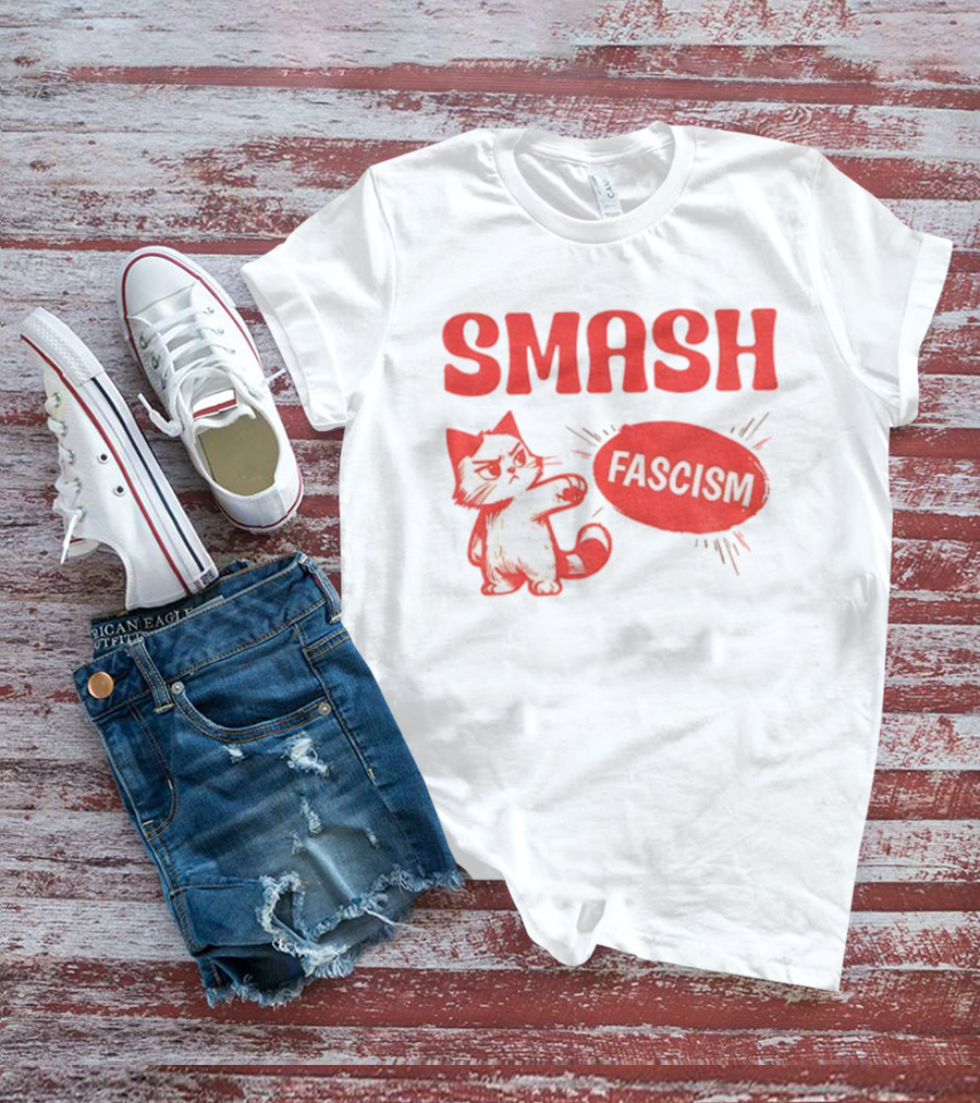 Smash Fascism Feminist Cat Paw Punch Activist Protest T-Shirt