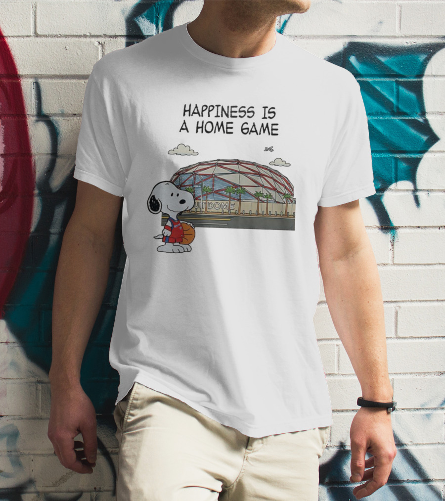 Snoopy Peanuts Happiness Is A Home Game Stadium Dome Basketball T-Shirt