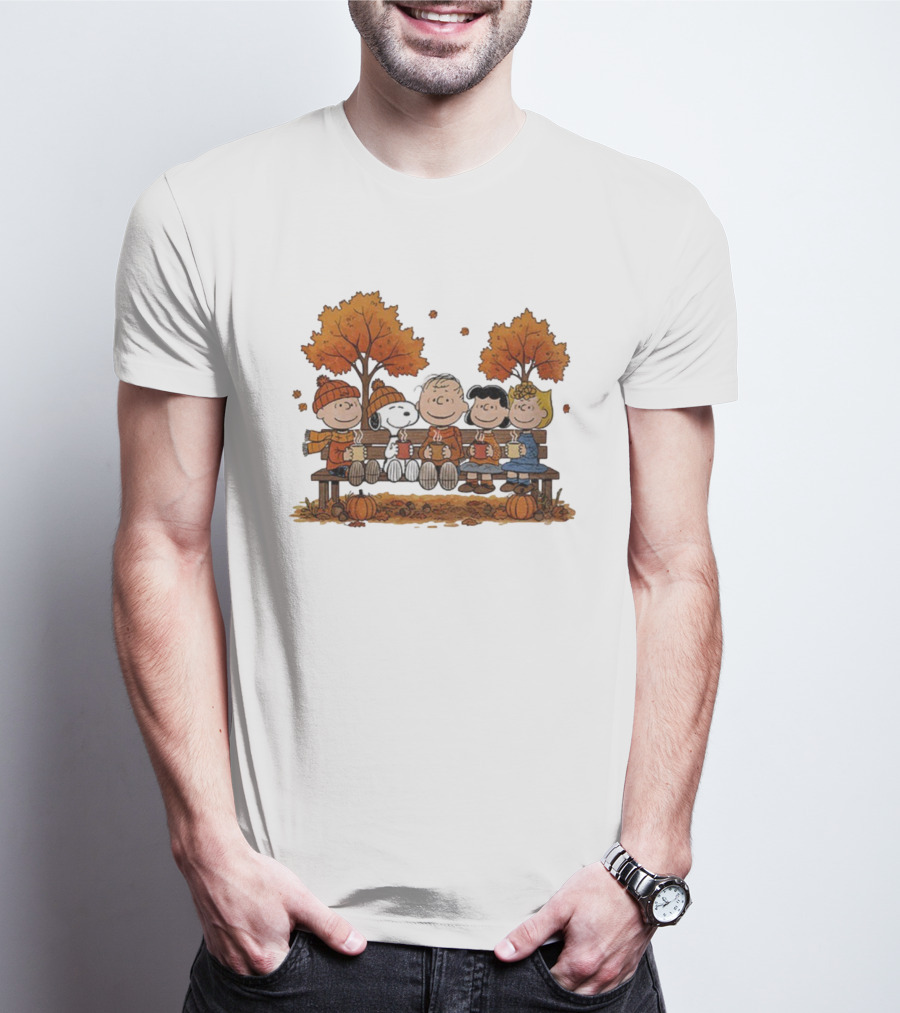 Snoopy Peanuts Friends Fall Autumn Thanksgiving Scene T-Shirt