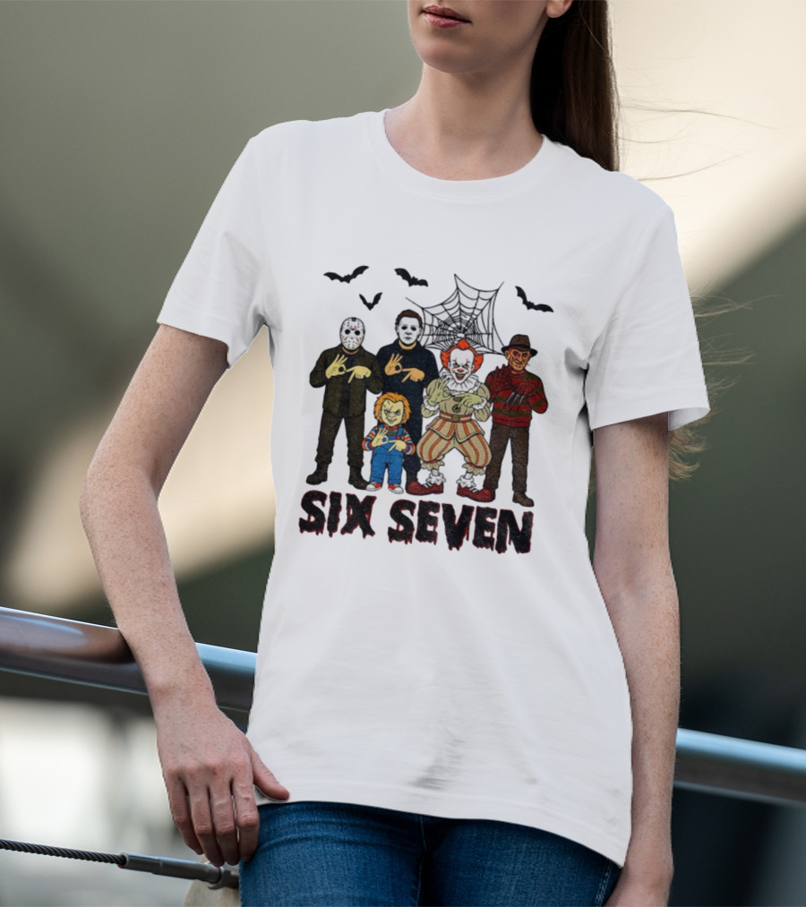 Six Seven Halloween Movie Villains Spooky Season T-Shirt