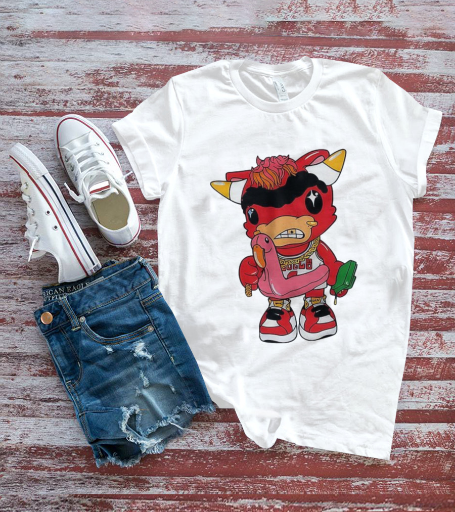 Benny The Bull Lil Benny 2025 Mascot Graphic Bulls Basketball Cartoon T-Shirt