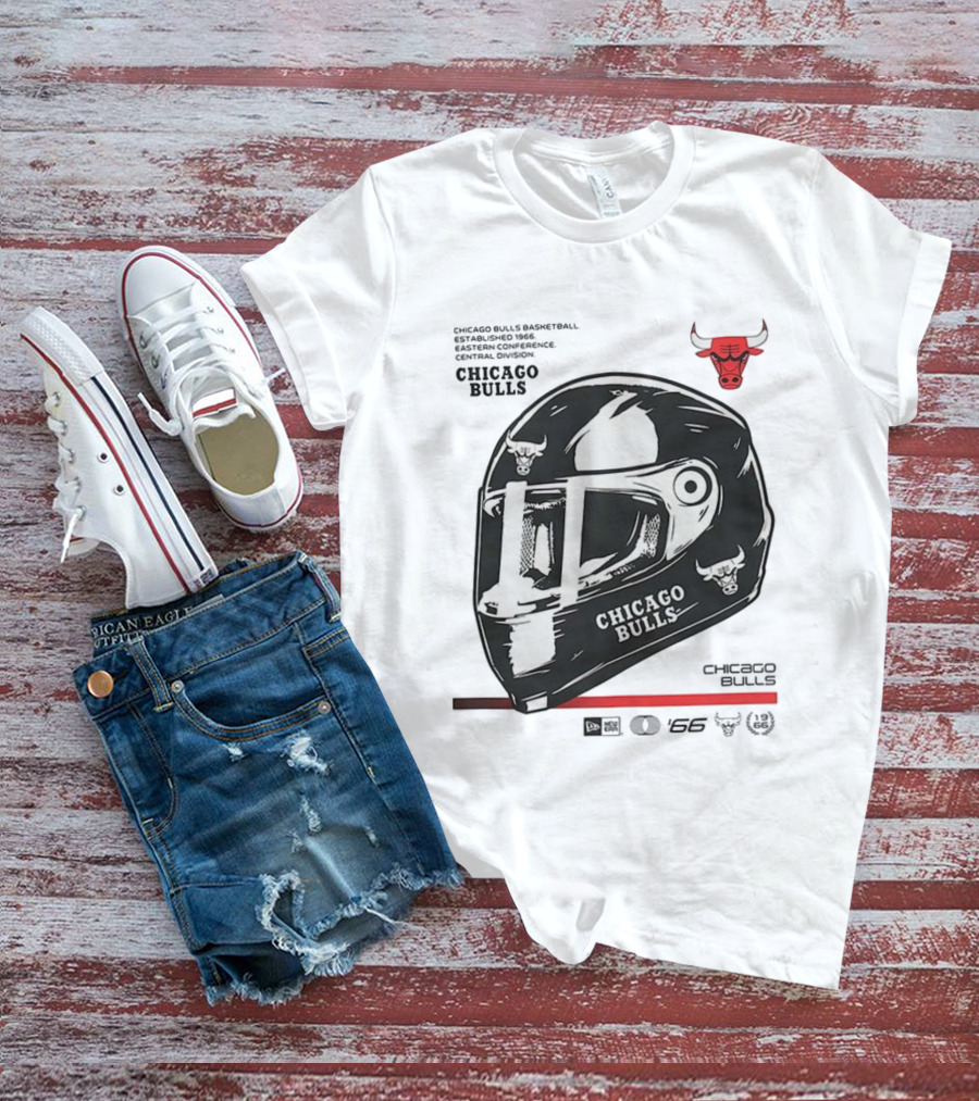 Chicago Bulls Basketball Est 1966 Eastern Conference Central Division Helmet T-Shirt