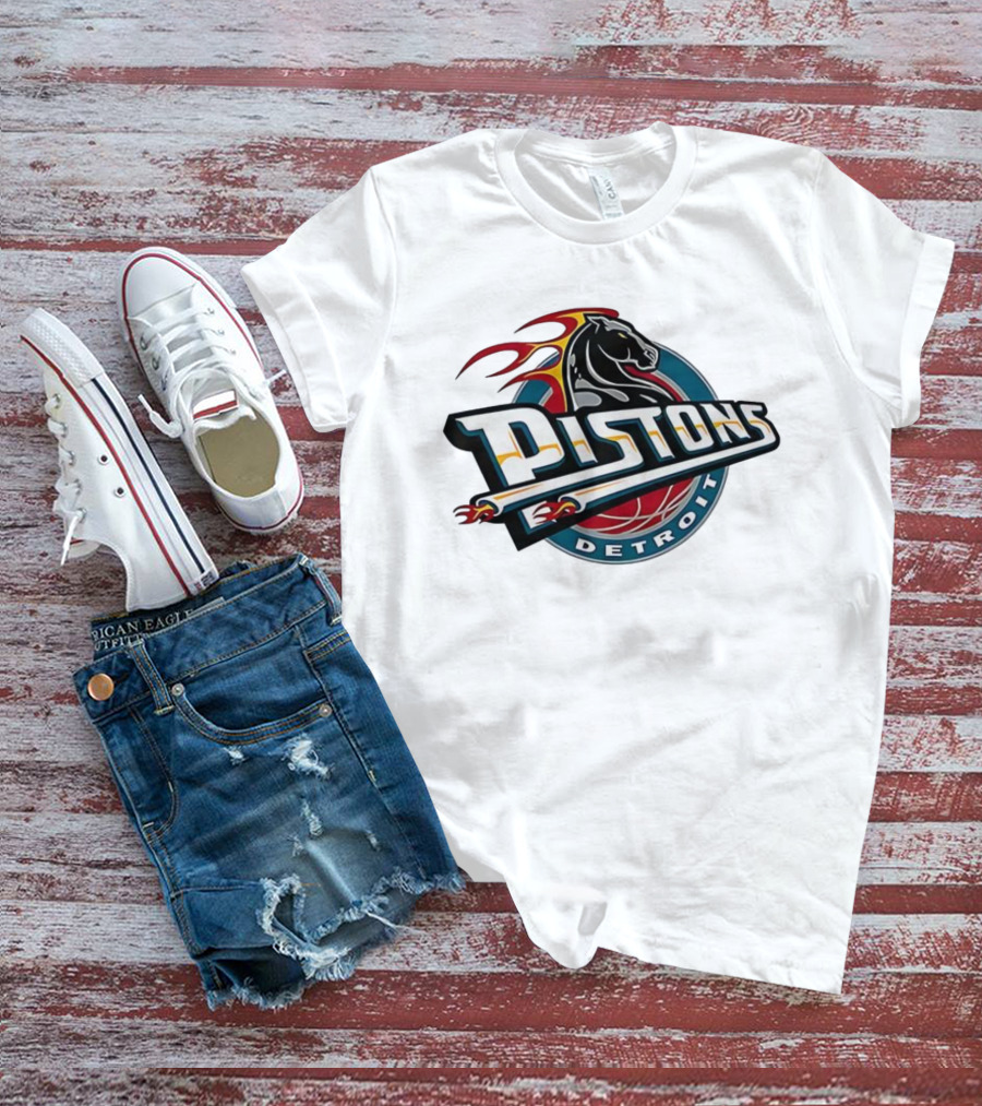 Detroit Pistons Retro Fire Horse Emblem T-Shirt