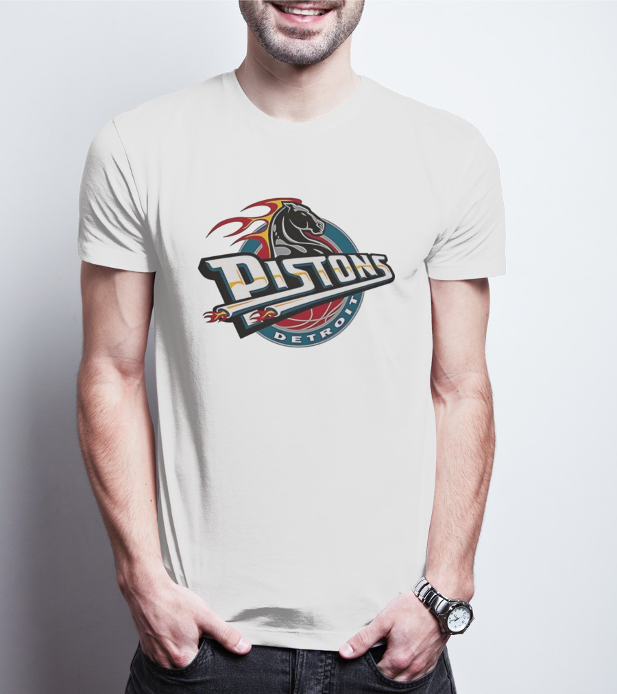 Detroit Pistons Retro Fire Horse Emblem T-Shirt