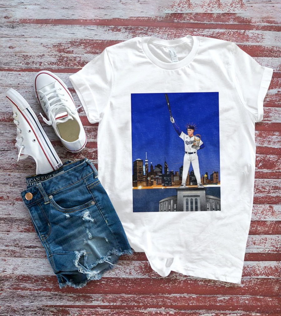 Freddie Freeman Dodgers Statue Of Liberty New York Skyline 2024 MVP T-Shirt