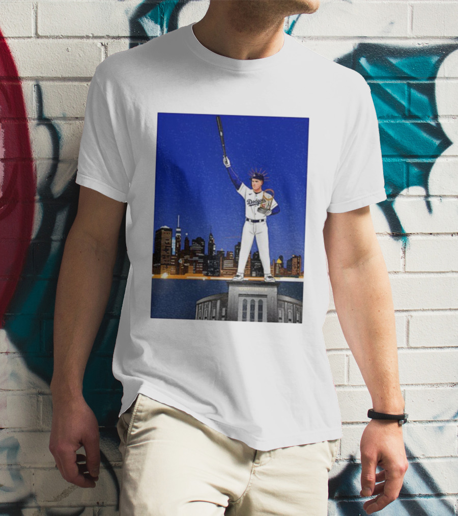 Freddie Freeman Dodgers Statue Of Liberty New York Skyline 2024 MVP T-Shirt
