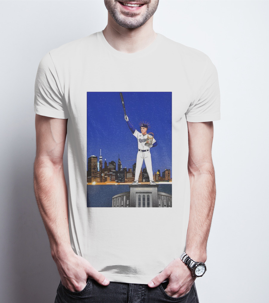 Freddie Freeman Dodgers Statue Of Liberty New York Skyline 2024 MVP T-Shirt