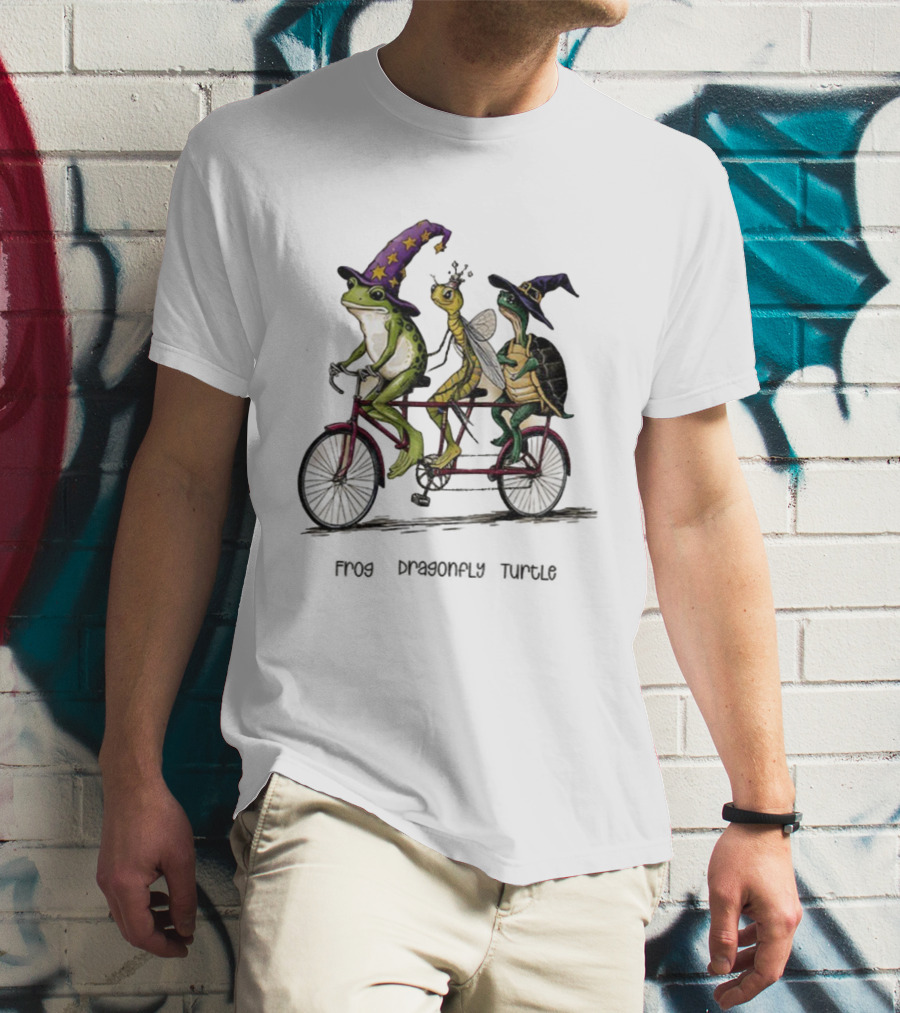 Witch Frog Dragonfly Turtle Halloween FDT Anti Trump Riding Bicycle T-Shirt