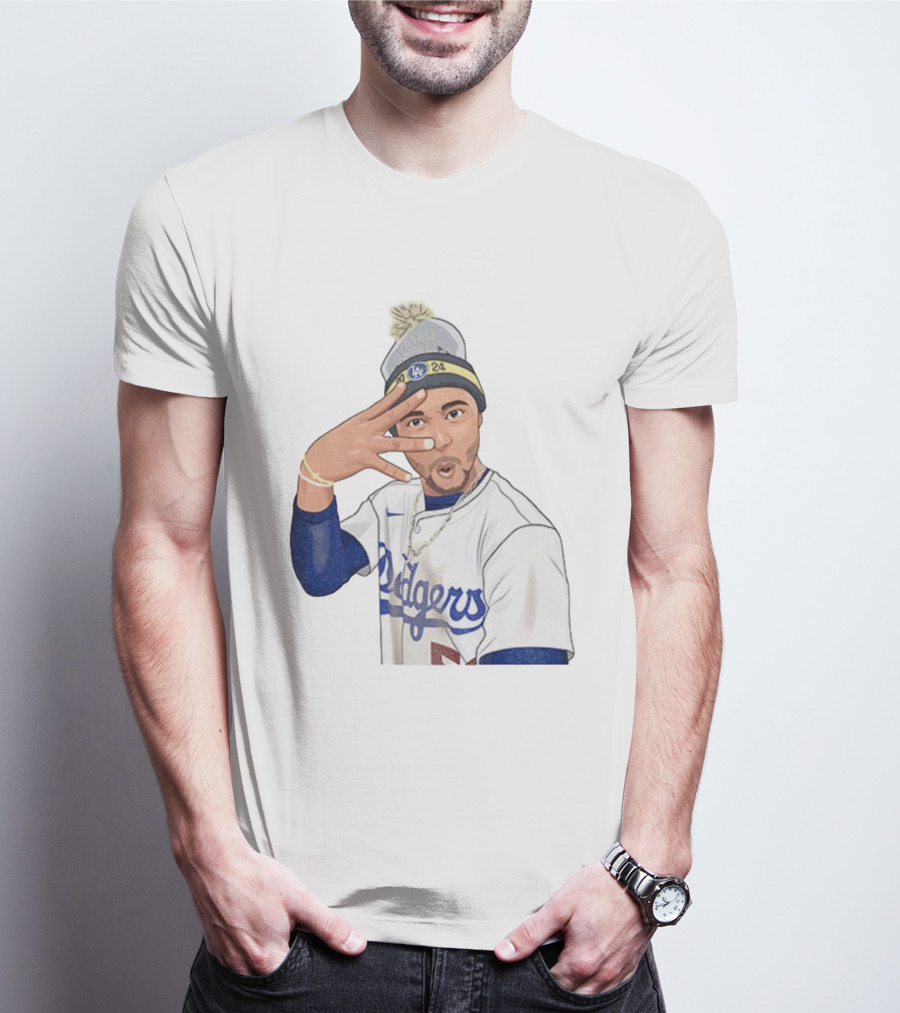 Mookie Betts Los Angeles Dodgers Pom-Pom Beanie Baseball 2024 T-Shirt