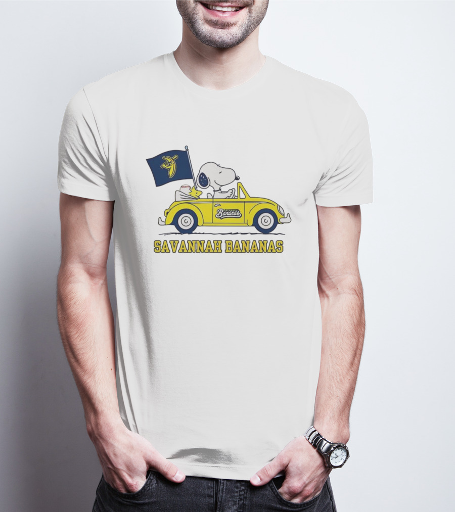 Snoopy Woodstock Driving Savannah Bananas Baseball Car T-Shirt