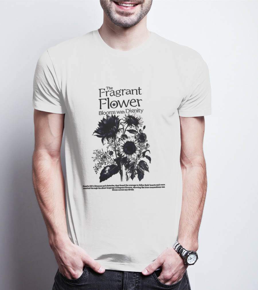 The Fragrant Flower Blooms With Dignity Sunflower Botanical Illustration T-Shirt