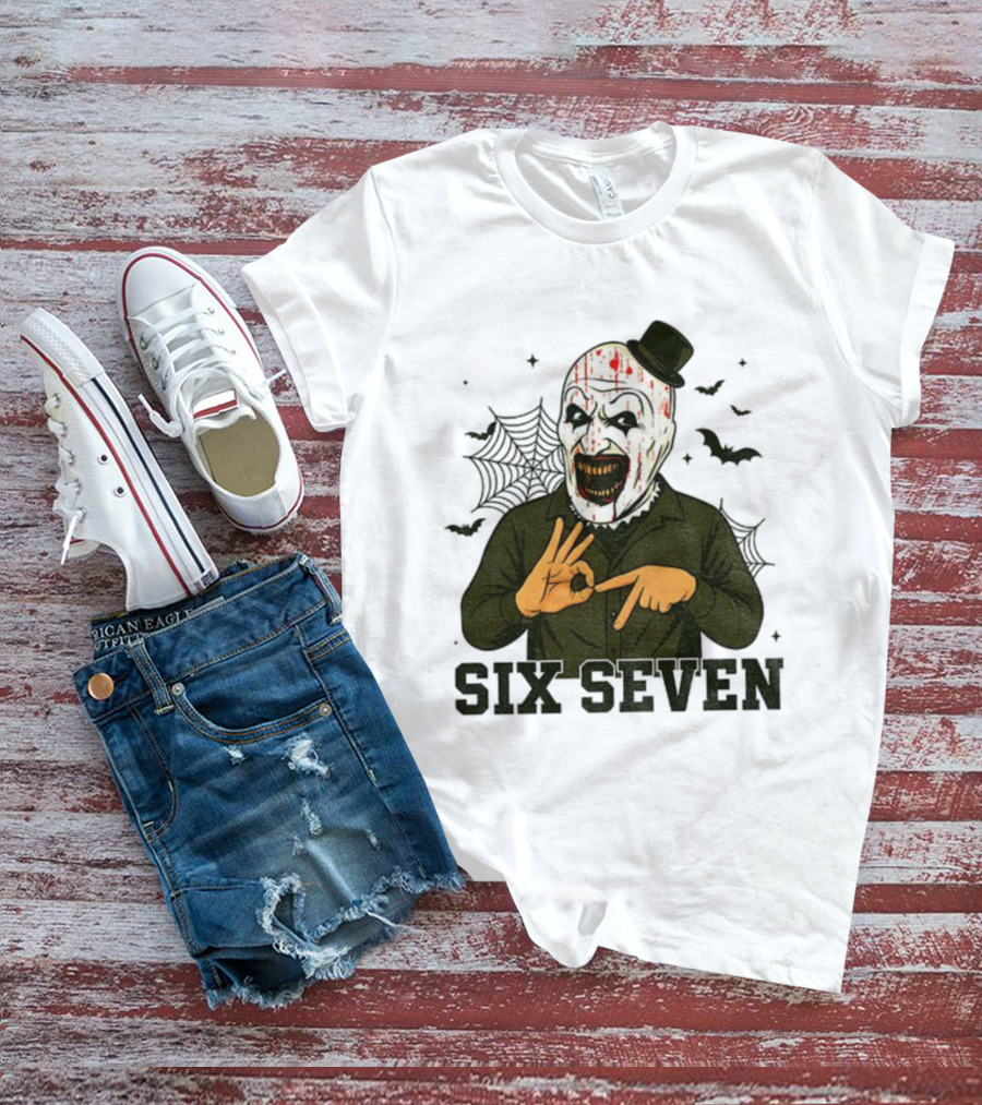 Terrifier Bundle Funny Halloween Six Seven Creepy Clown Costume T-Shirt