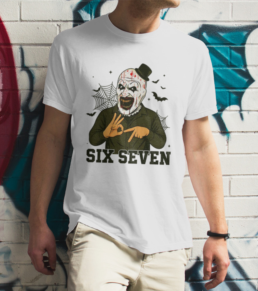 Terrifier Bundle Funny Halloween Six Seven Creepy Clown Costume T-Shirt