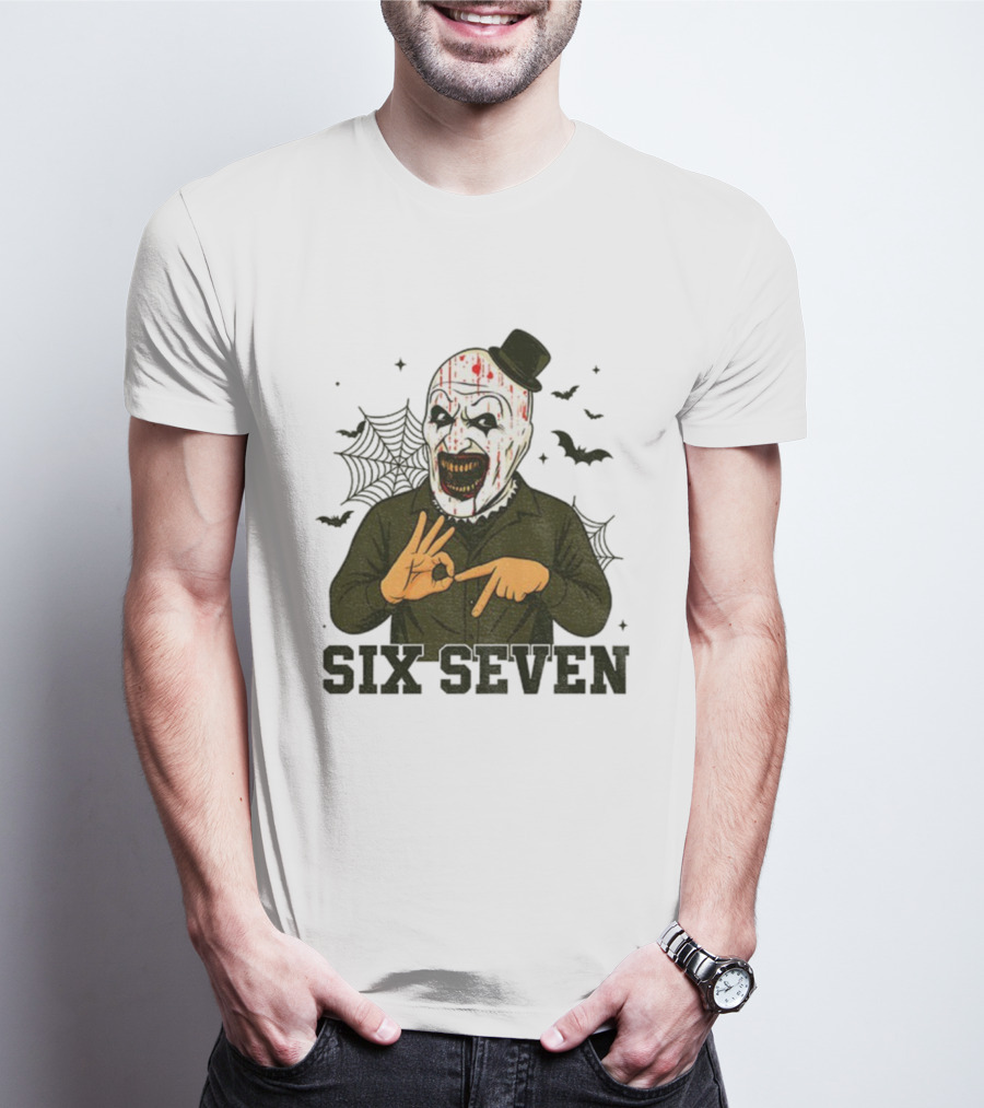 Terrifier Bundle Funny Halloween Six Seven Creepy Clown Costume T-Shirt
