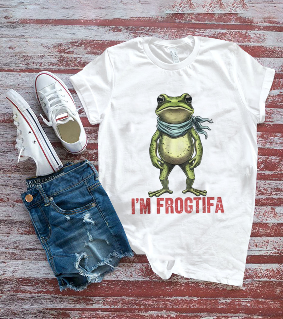 Portland Freedom Frog I’m Frogtifa Anti-ICE Resistance Scarf-Wearing Frog T-Shirt