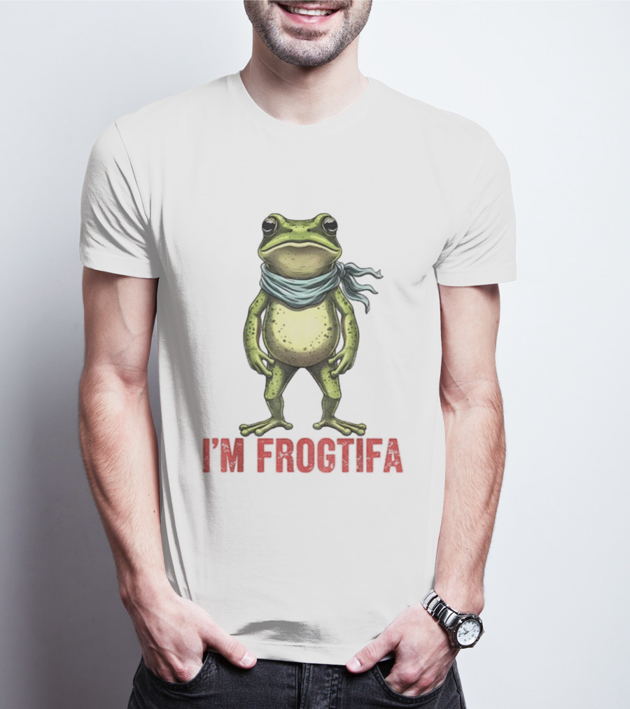 Portland Freedom Frog I’m Frogtifa Anti-ICE Resistance Scarf-Wearing Frog T-Shirt