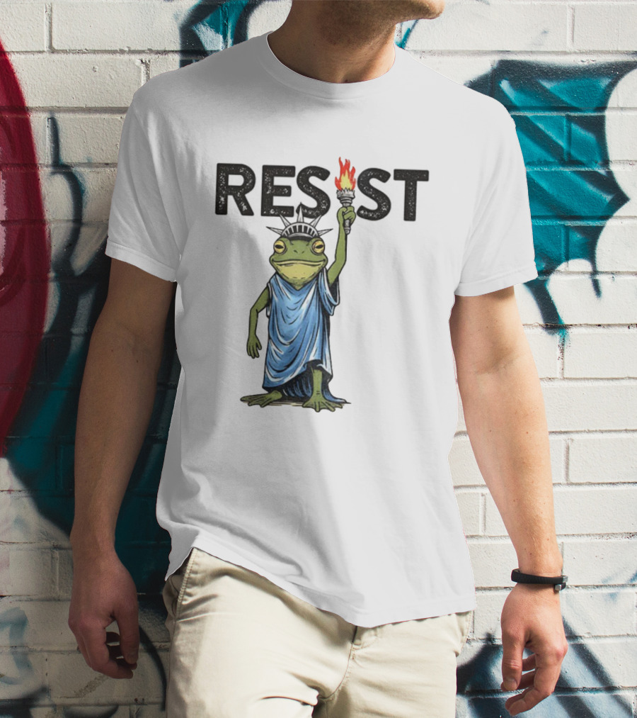 Portland Frog Resist Protest Statue Of Liberty Torch T-Shirt