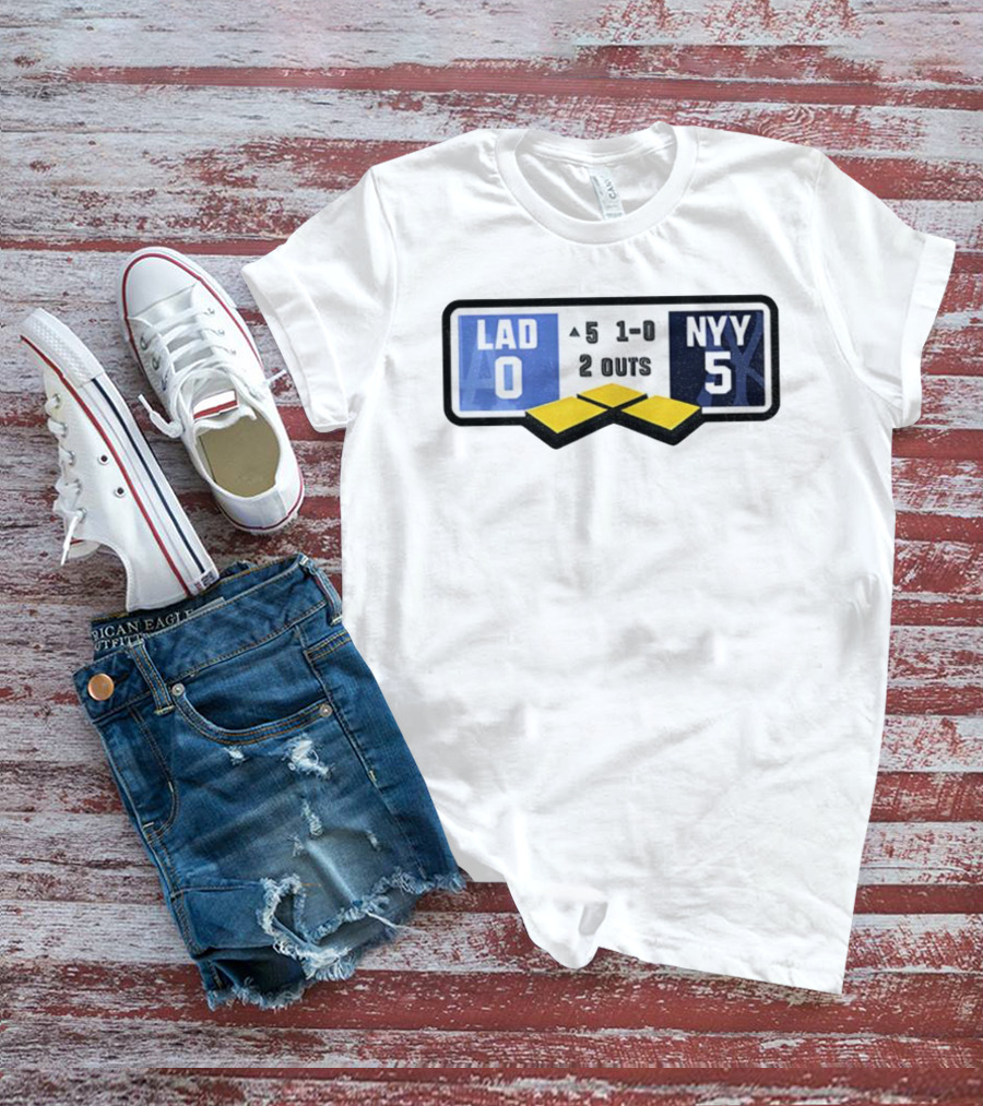 Los Angeles Dodgers Vs New York Yankees Scoreboard Christmas 2025 Baseball Player T-Shirt