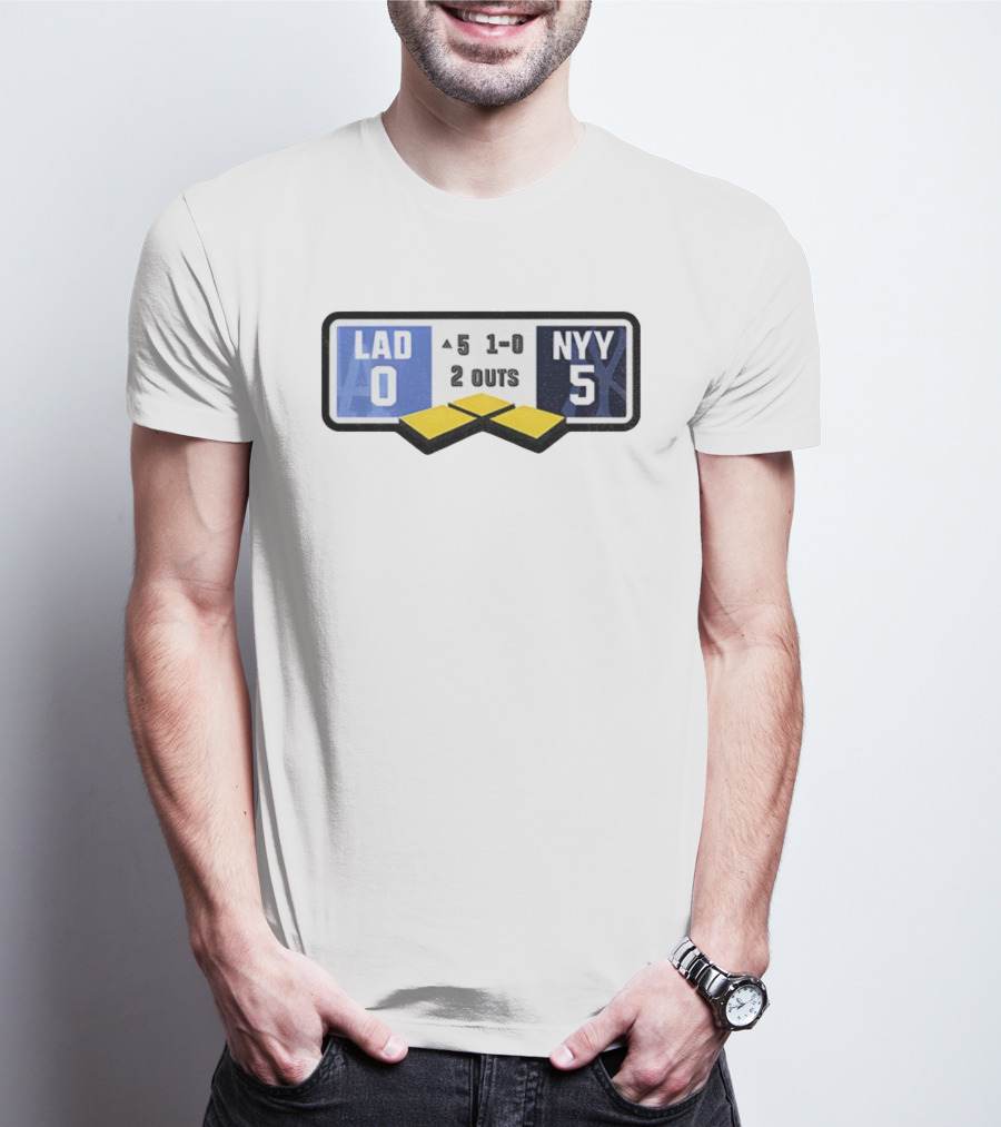 Los Angeles Dodgers Vs New York Yankees Scoreboard Christmas 2025 Baseball Player T-Shirt