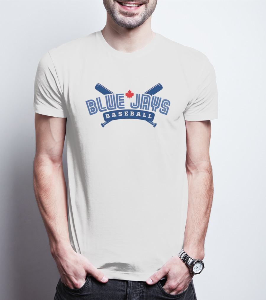 Blue Jays Baseball MLB Maple Leaf Two Bats T-Shirt
