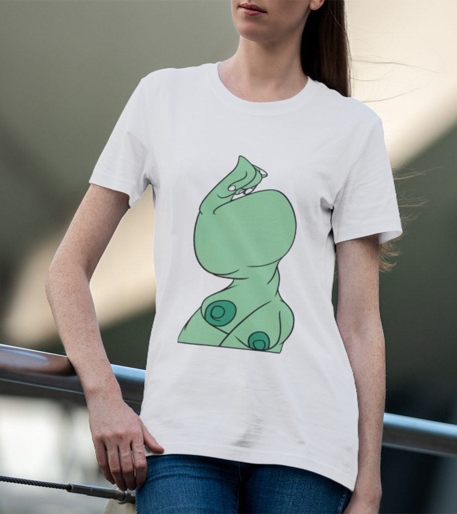 Bicep Flexing Cartoon Figure With Green Color Theme Pasadena T-Shirt