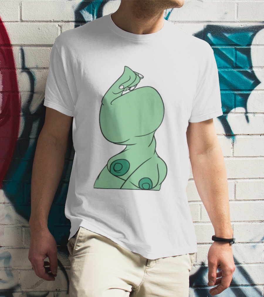 Bicep Flexing Cartoon Figure With Green Color Theme Pasadena T-Shirt
