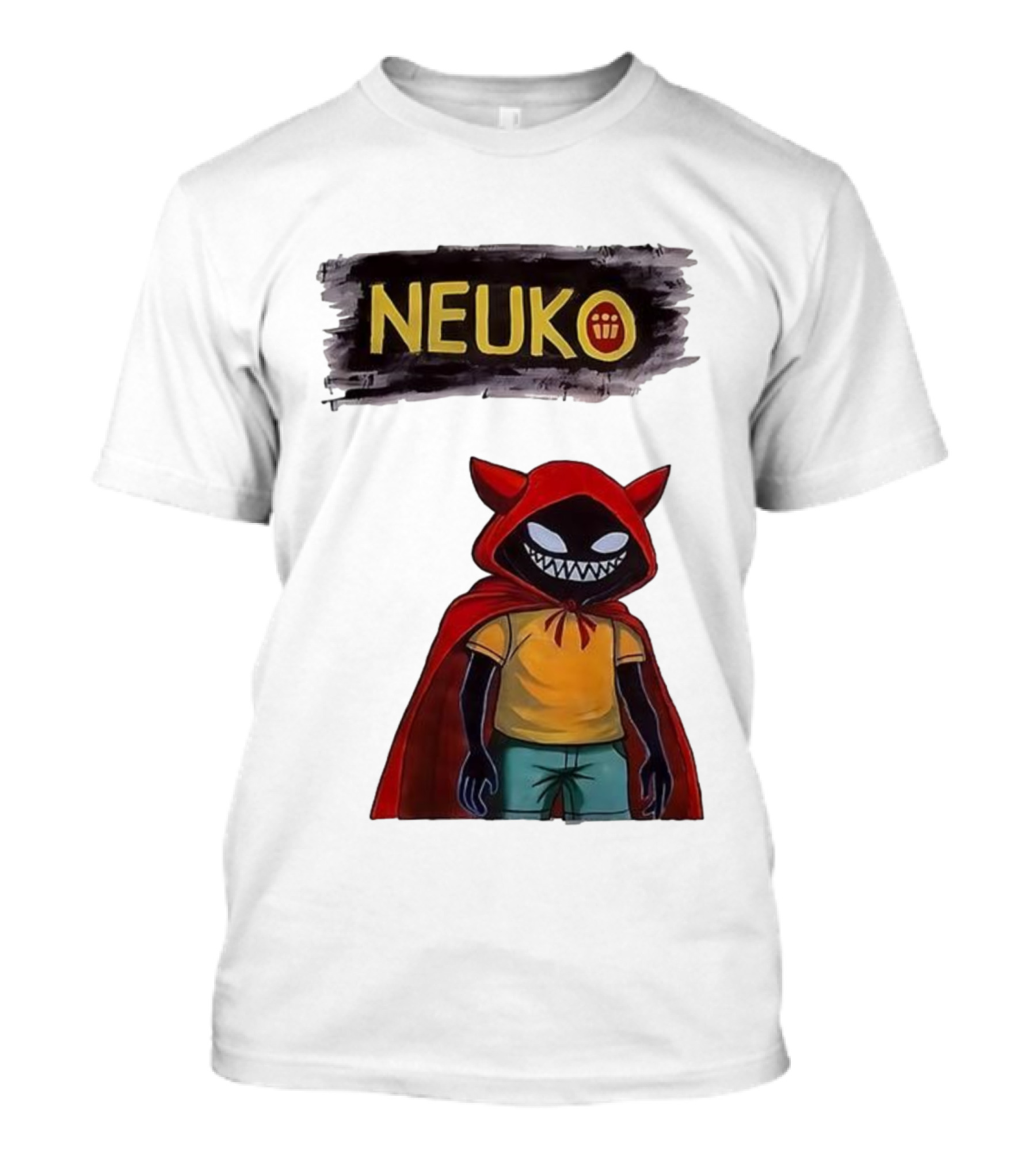 Neuko Evilhood Red Cloak Character With Mischievous Grin T-Shirt