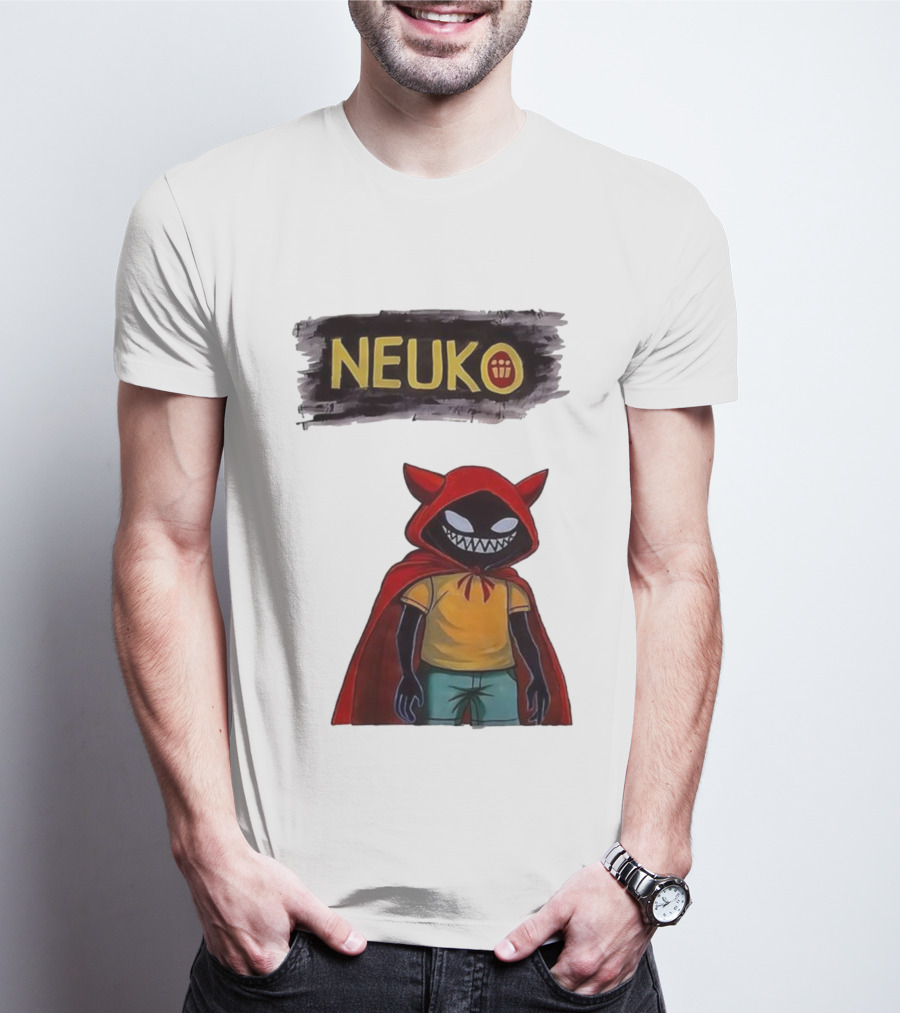 Neuko Evilhood Red Cloak Character With Mischievous Grin T-Shirt
