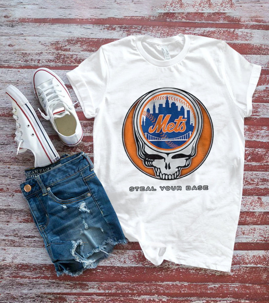 New York Mets Grateful Dead Steal Your Base MLB Skull T-Shirt