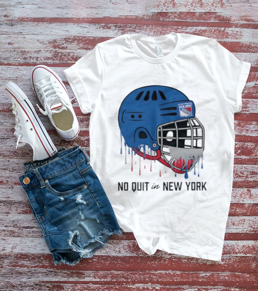 New York Rangers Drippy Helmet No Quit T-Shirt