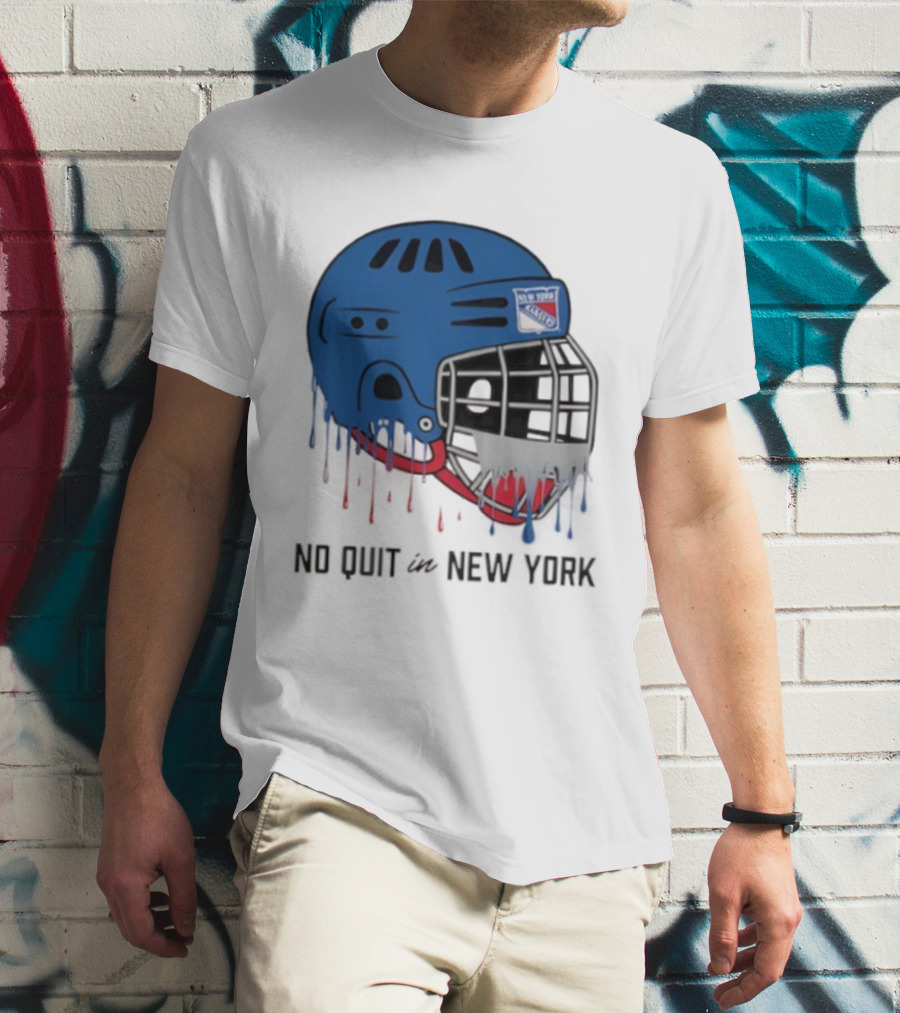 New York Rangers Drippy Helmet No Quit T-Shirt