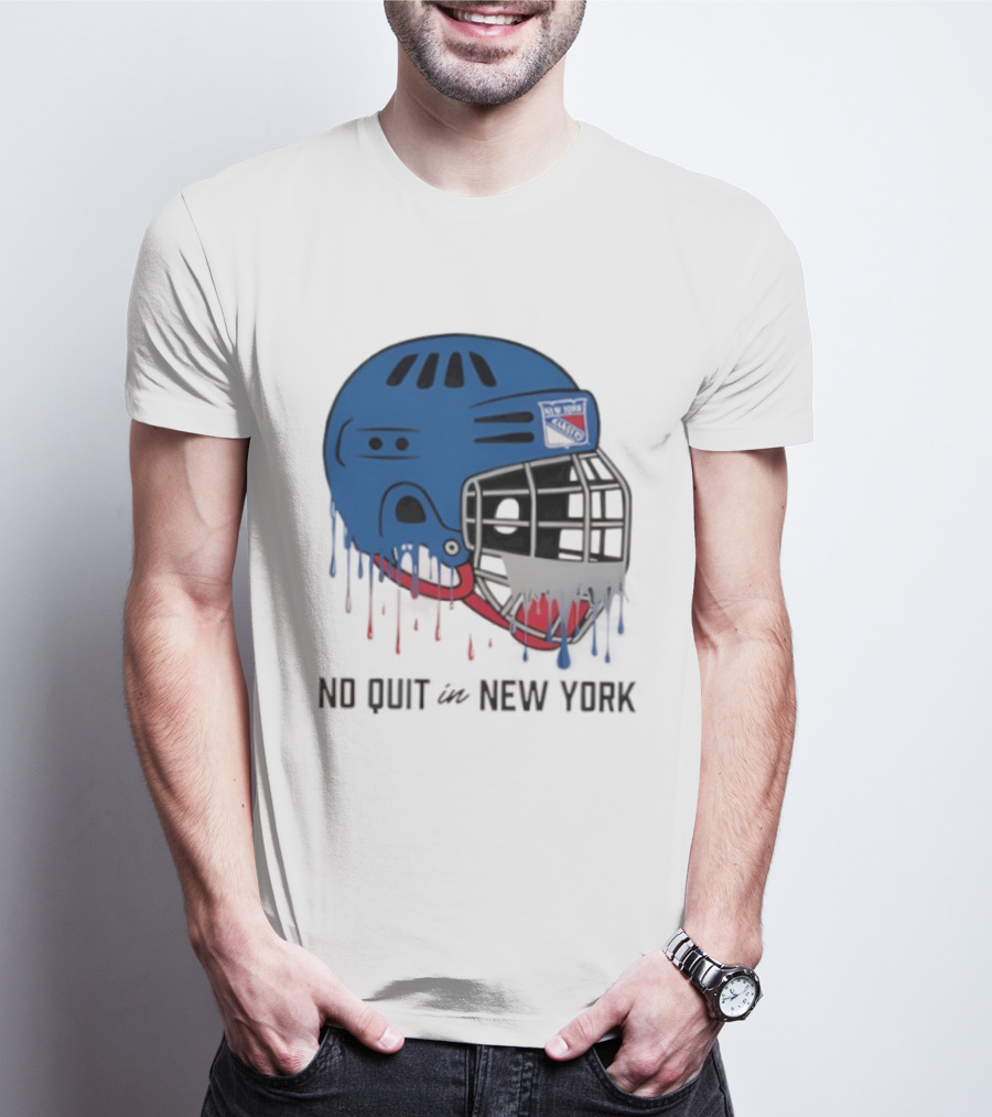 New York Rangers Drippy Helmet No Quit T-Shirt