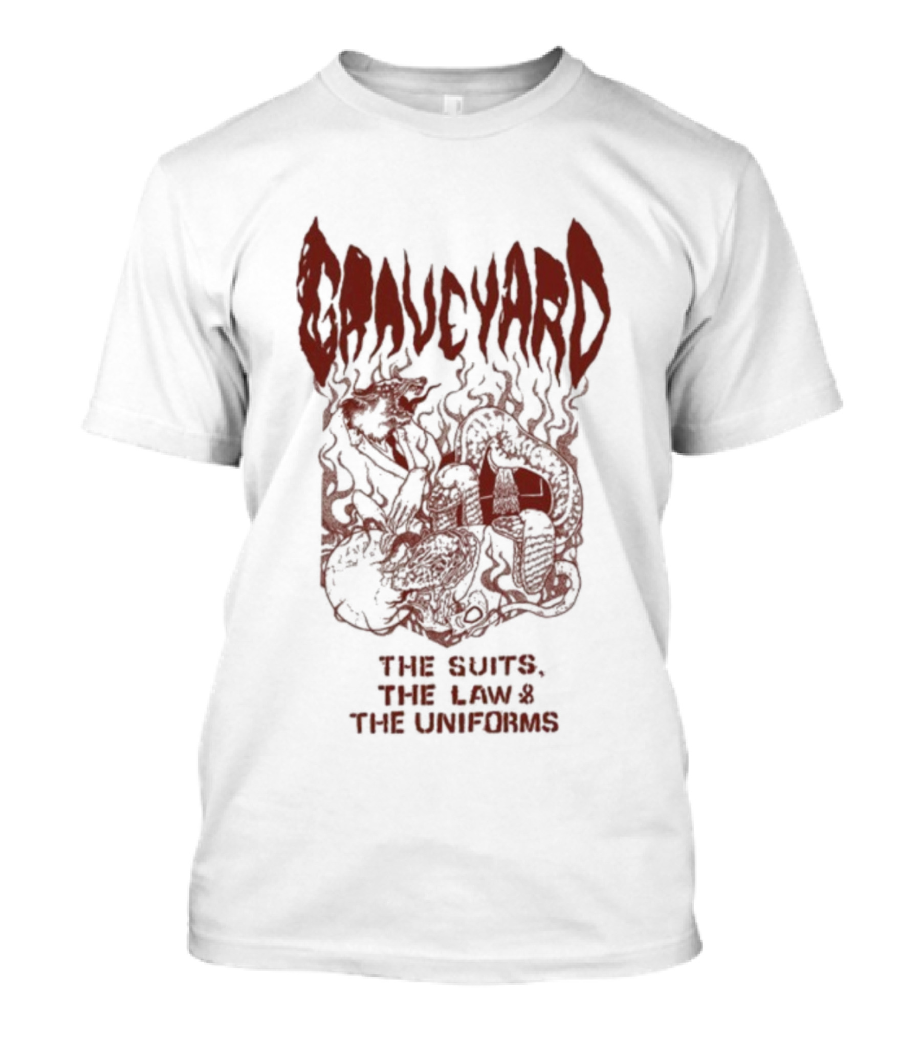 Graveyard The Suits The Law The Uniforms Goliath Skeleton Artwork T-Shirt