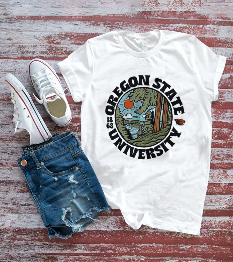 Oregon State University Beavers Football Est 1868 Scenic Landscape T-Shirt