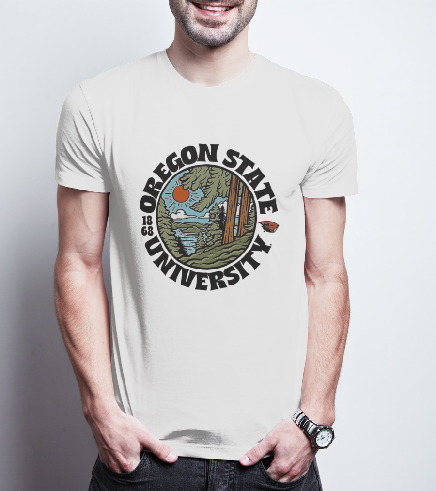 Oregon State University Beavers Football Est 1868 Scenic Landscape T-Shirt