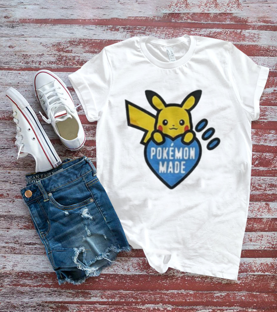 Pikachu Pokemon Made Heart Design T-Shirt
