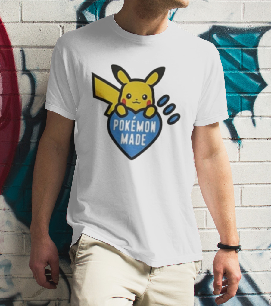 Pikachu Pokemon Made Heart Design T-Shirt