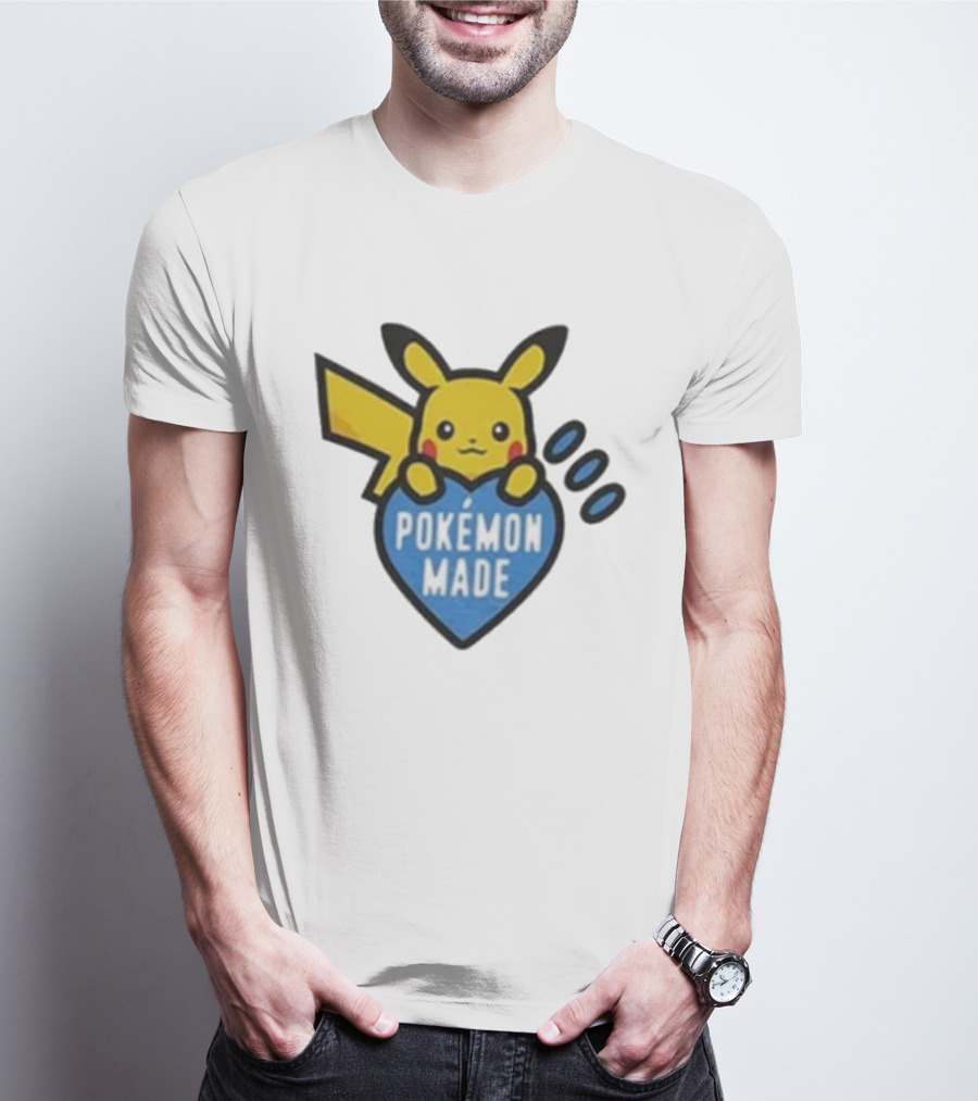 Pikachu Pokemon Made Heart Design T-Shirt