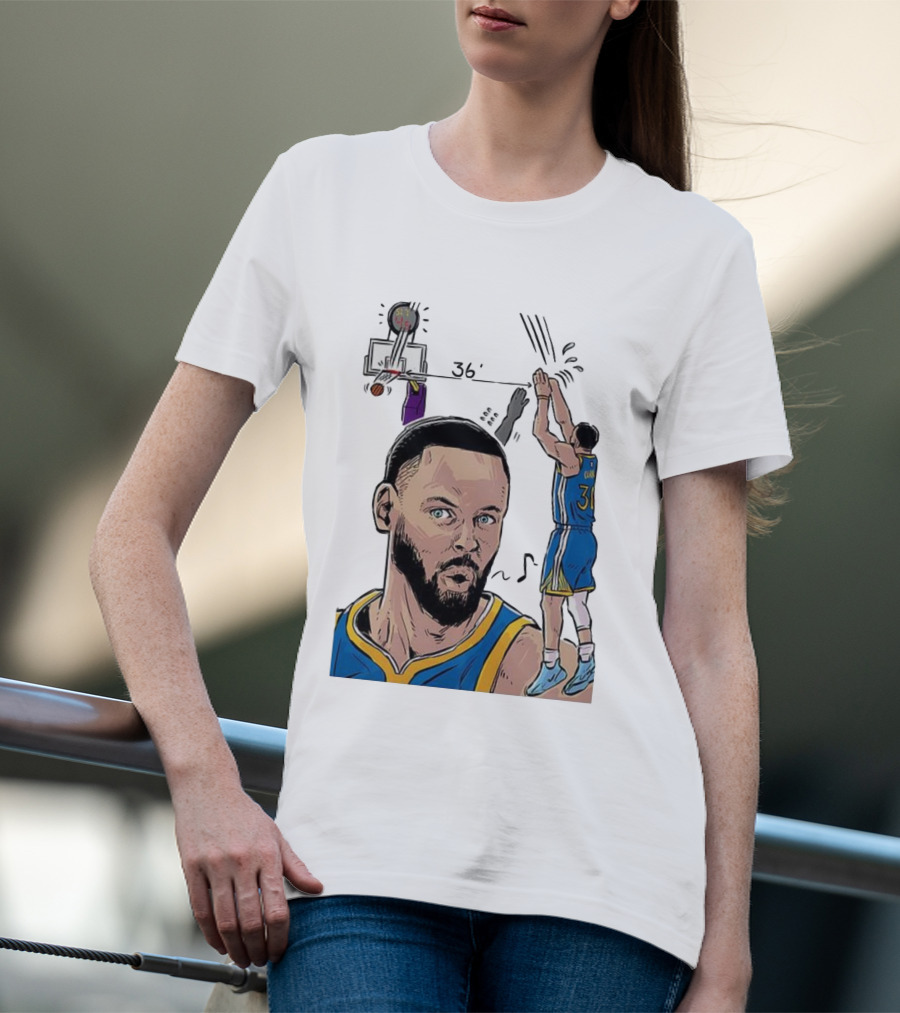 Stephen Curry Golden State Warriors NBA 36 Feet Comic Basketball Shot T-Shirt