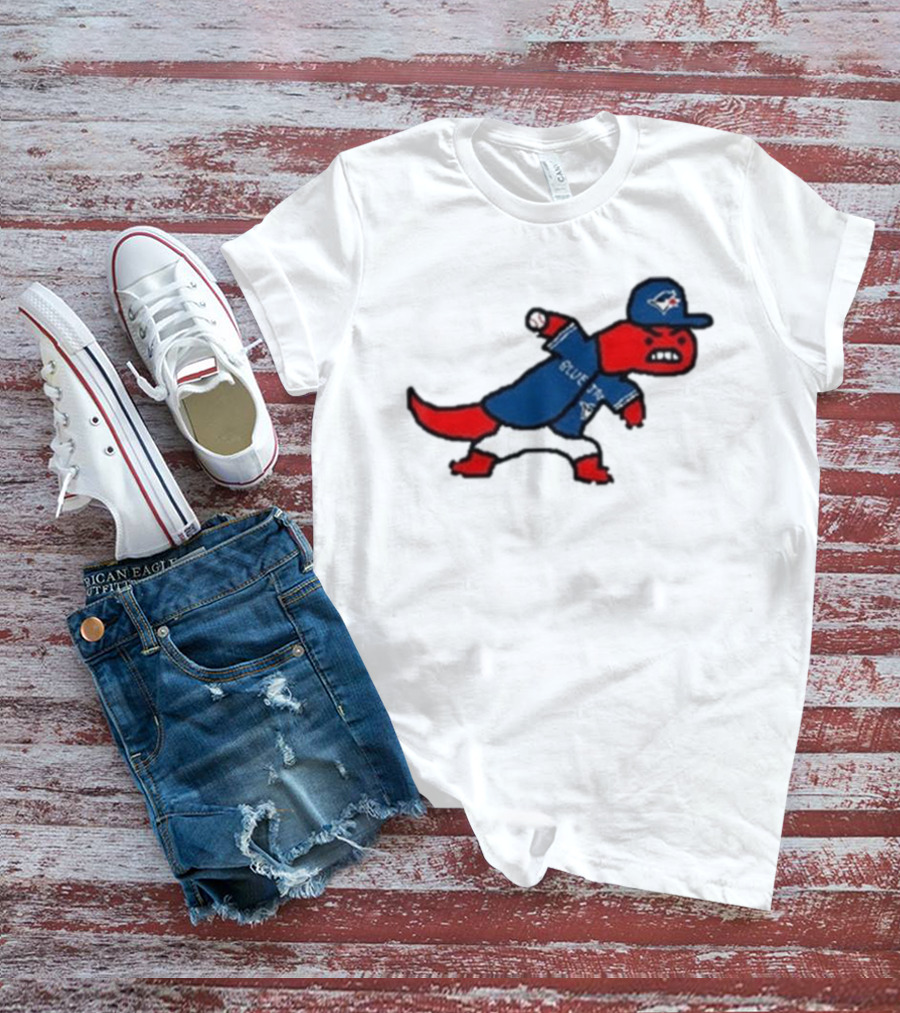Toronto Raptors Blue Jays Crossover 2025 Mascot Baseball Throw T-Shirt