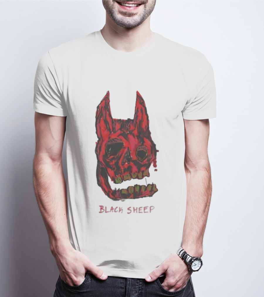 Caskey Black Sheep Skull Red Demon Mask T-Shirt