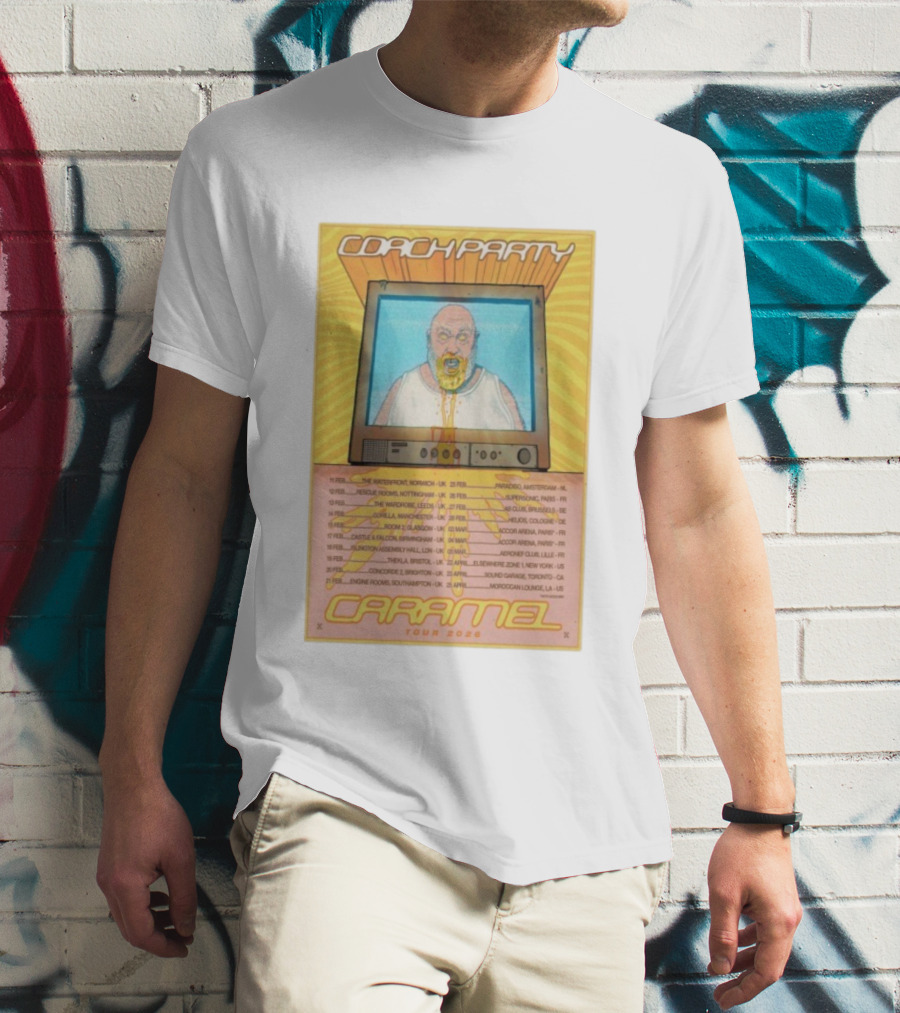 Coach Party Caramel Tour 2026 Concert Dates And Venues With Retro TV Illustration T-Shirt