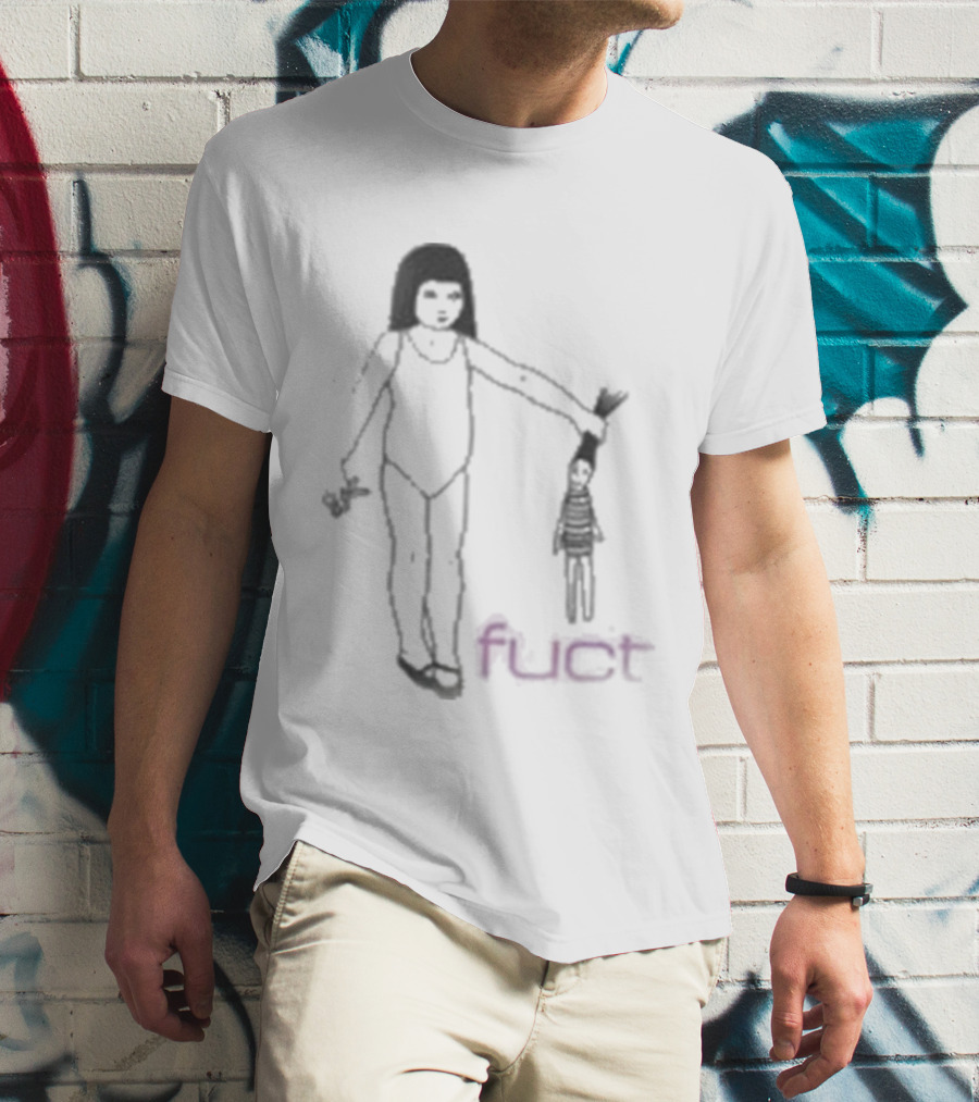 Fuct Scissor Psychosis Drawing With Figure Holding Object T-Shirt