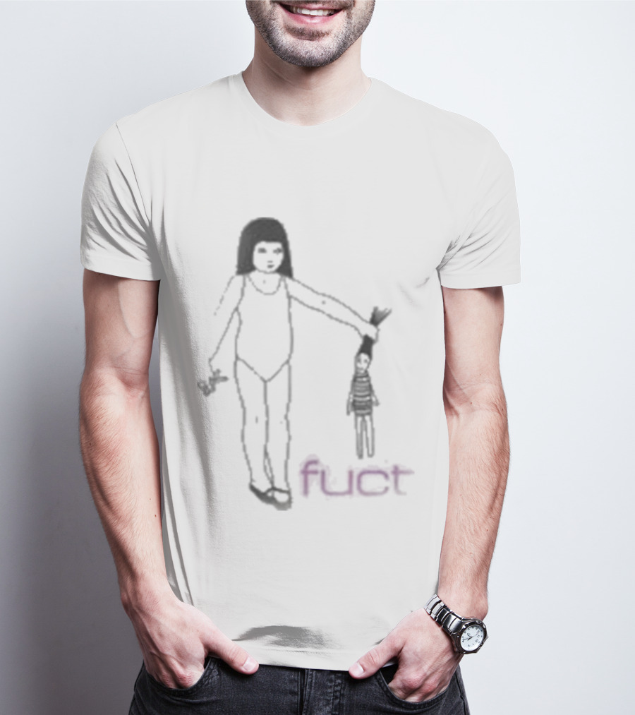 Fuct Scissor Psychosis Drawing With Figure Holding Object T-Shirt