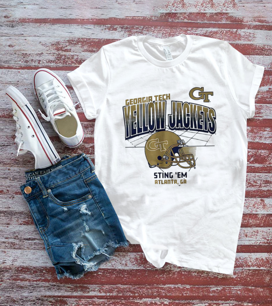 Georgia Tech Yellow Jackets GT Helmet Sting 'Em Atlanta GA T-Shirt
