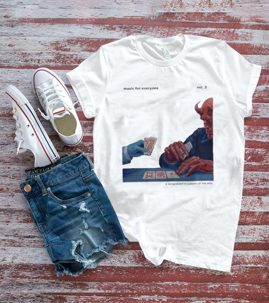 L.S. Dunes Music For Everyone Vol. 2 Satan Card Game Demon Illustration T-Shirt