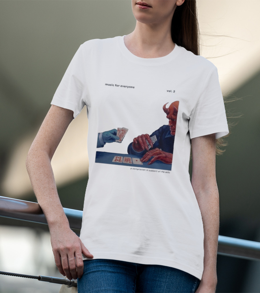 L.S. Dunes Music For Everyone Vol. 2 Satan Card Game Demon Illustration T-Shirt