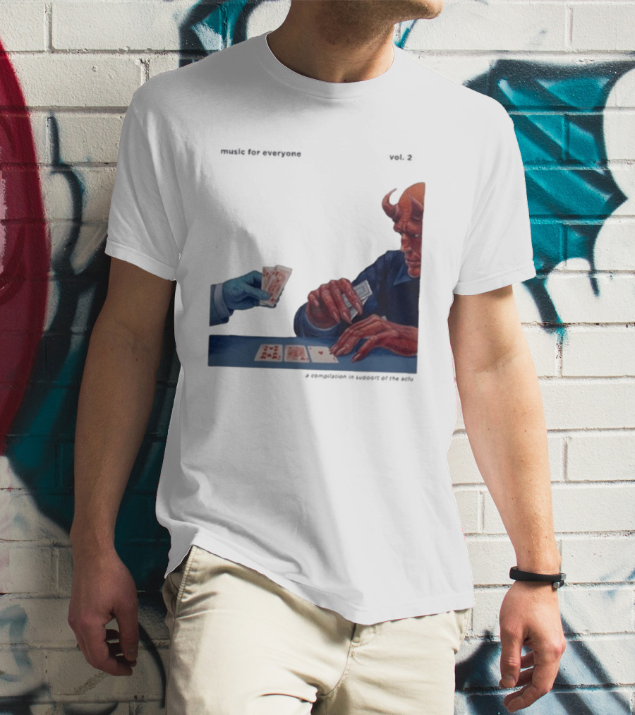 L.S. Dunes Music For Everyone Vol. 2 Satan Card Game Demon Illustration T-Shirt